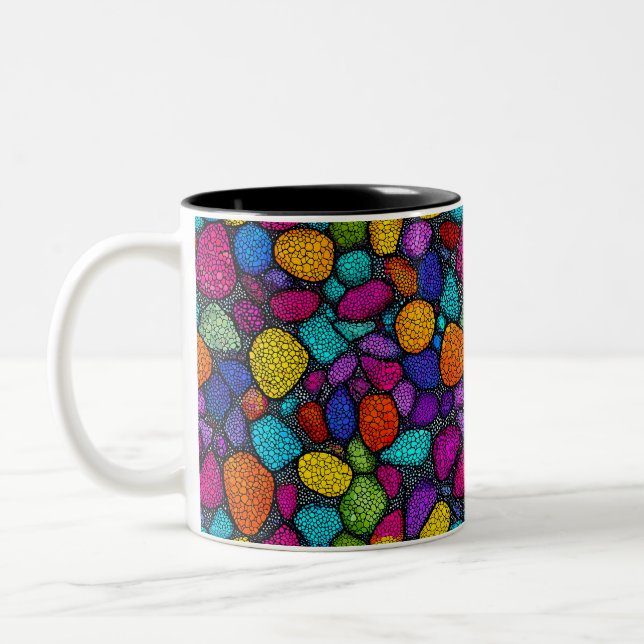 Abstract colourful rocks Two-Tone coffee mug (Left)