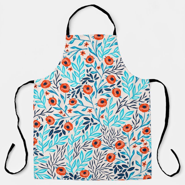 Abstract Colourful Roses: Vintage Floral Apron (Front)