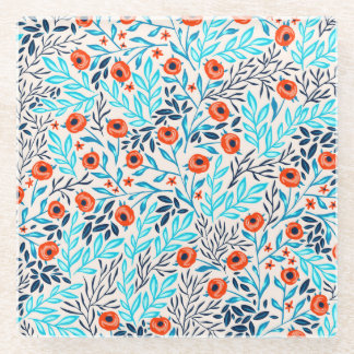 Abstract Colourful Roses: Vintage Floral Glass Coaster