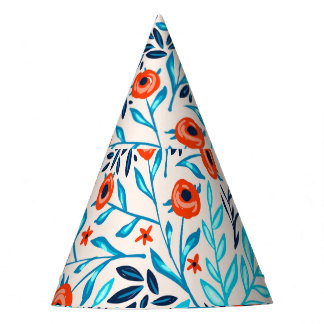 Abstract Colourful Roses: Vintage Floral Party Hat