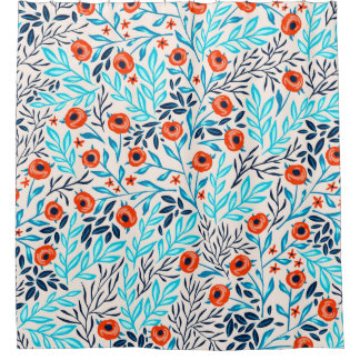 Abstract Colourful Roses: Vintage Floral Shower Curtain