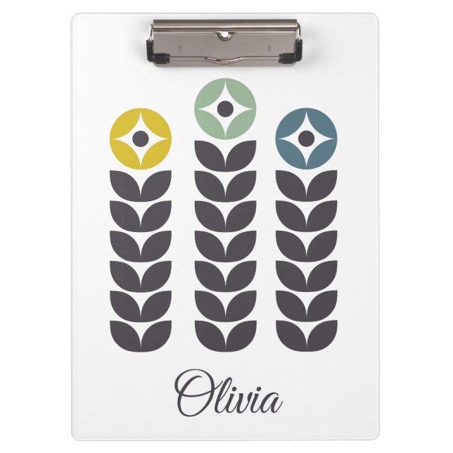 Abstract colourful Scandinavian flowers Clipboard (Front)