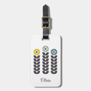 Abstract colourful Scandinavian flowers Luggage Tag