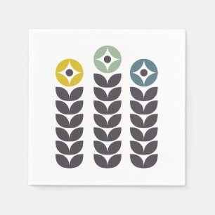 Abstract colourful Scandinavian flowers Napkin