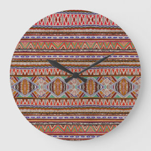 Abstract Colourful: Seamless Pattern Background. Large Clock