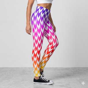 Abstract Colourful Shapes White Leggings