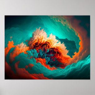 Abstract colourful smoke cloud wave pattern. poster