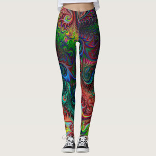 Abstract Colourful Spiral Pattern Leggings