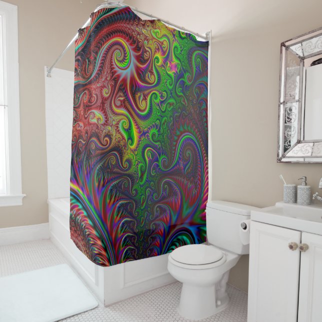 Abstract Colourful Spiral Pattern  Shower Curtain (In Situ)