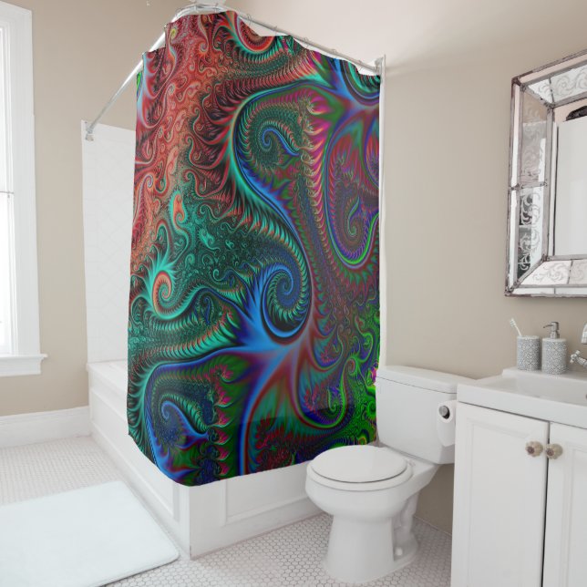 Abstract Colourful Spiral Pattern  Shower Curtain (In Situ)