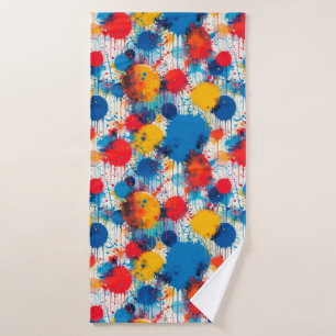 Abstract Colourful Splatter Art Bath Towel