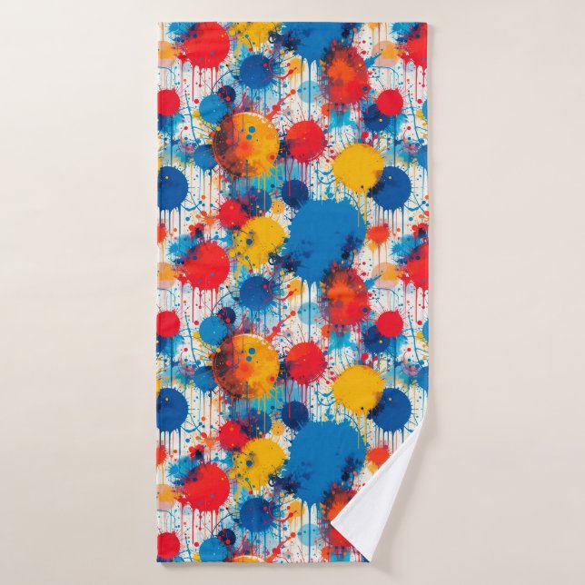 Abstract Colourful Splatter Art Bath Towel (Bath Towel)