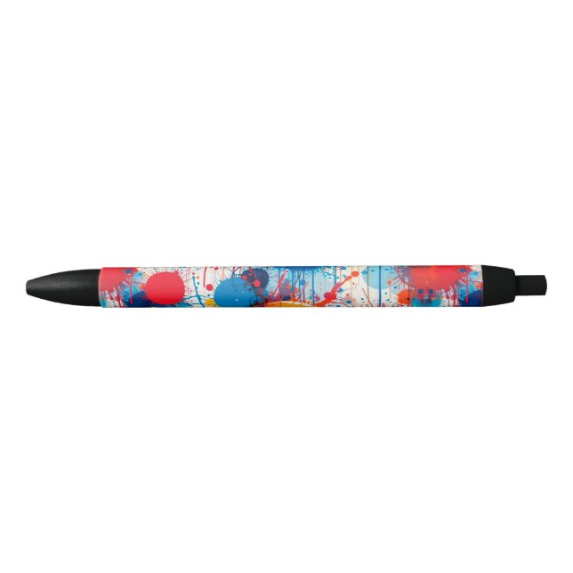 Abstract Colourful Splatter Art Black Ink Pen (Front)