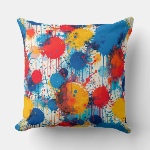 Abstract Colourful Splatter Art Cushion