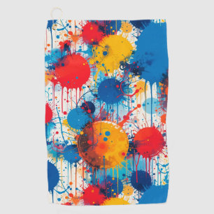 Abstract Colourful Splatter Art Golf Towel