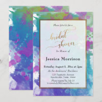 Abstract Colourful Splatters Gold Bridal Showers