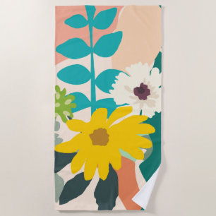 Abstract Colourful Spring Florals Modern    Beach Towel