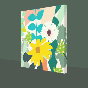 Abstract Colourful Spring Florals Modern Home Deco Canvas Print