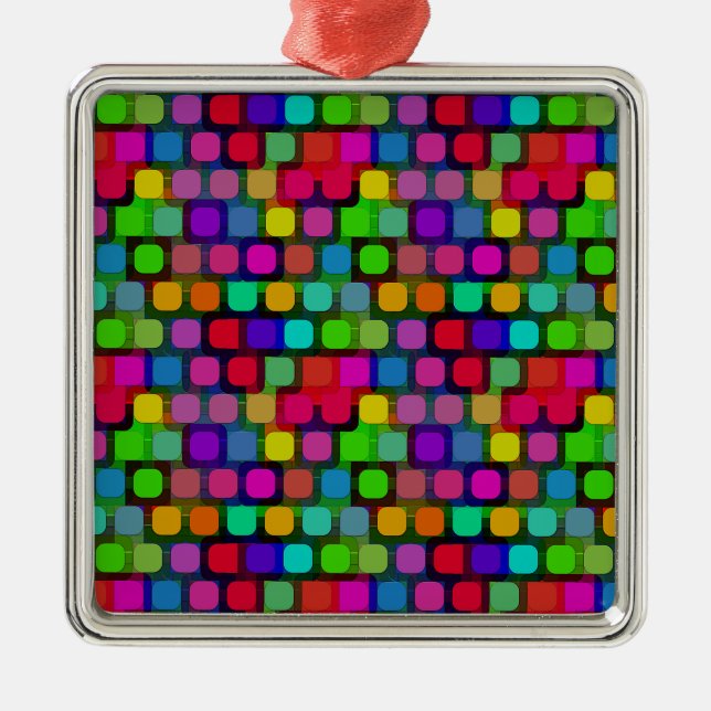 Abstract Colourful Square Pattern Metal Tree Decoration (Front)