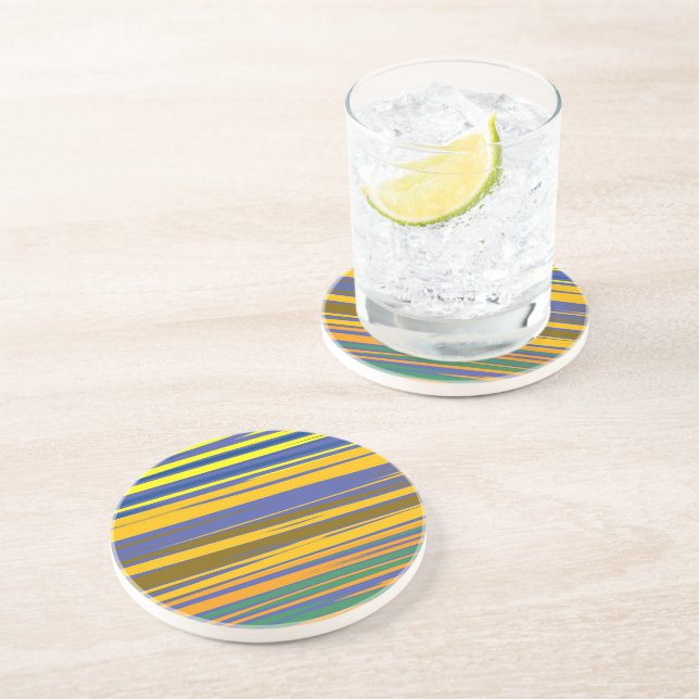 Abstract Colourful Stripes Pattern Coaster (Side)