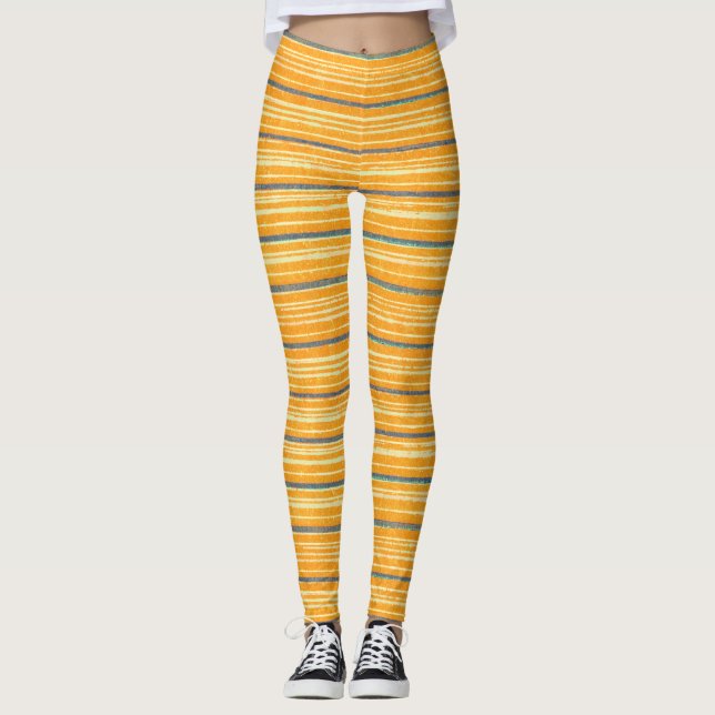Abstract Colourful Stripes Pattern Leggings (Front)