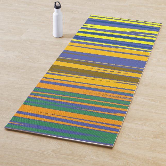 Abstract Colourful Stripes Pattern Yoga Mat (In Situ)