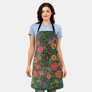 Abstract Colourful Sunflowers Butterflies Apron