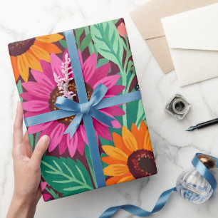 Abstract Colourful Sunflowers Wrapping Paper
