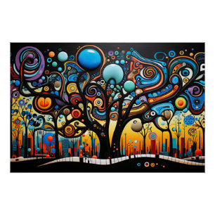Abstract Colourful Swirl Tree Landscape Nature Poster