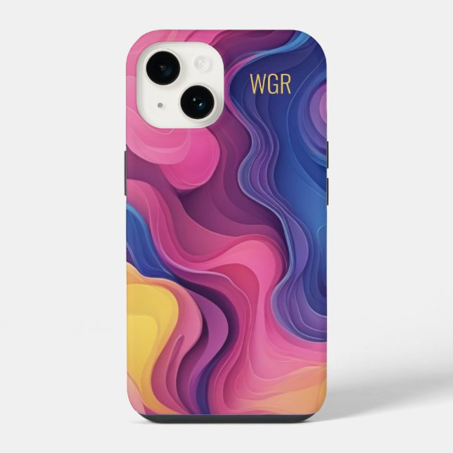 Abstract Colourful Swirls Monogram  iPhone Case (Back)
