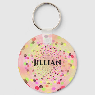 Abstract Colourful Swirly Beans Key Ring