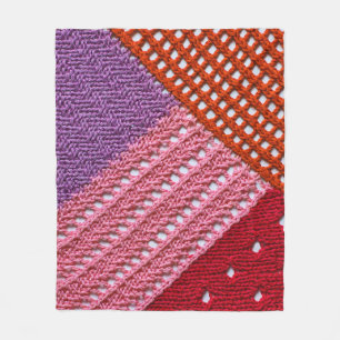 Abstract colourful texture knitted by spokes.Knitt Fleece Blanket