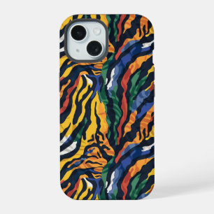 Abstract Colourful Tiger Stripes iPhone 15 Case