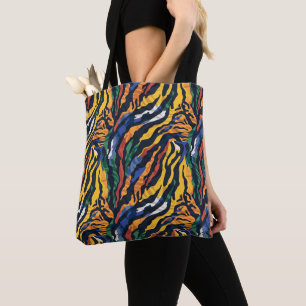 Abstract Colourful Tiger Stripes Tote Bag