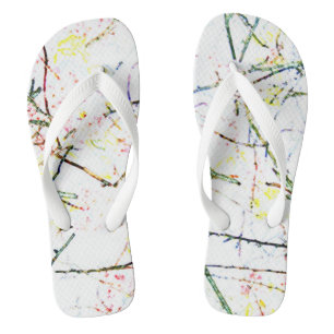 Abstract colourful tree branches on white design jandals