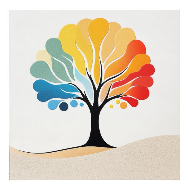 Abstract Colourful Tree Design Photo Print (Front)