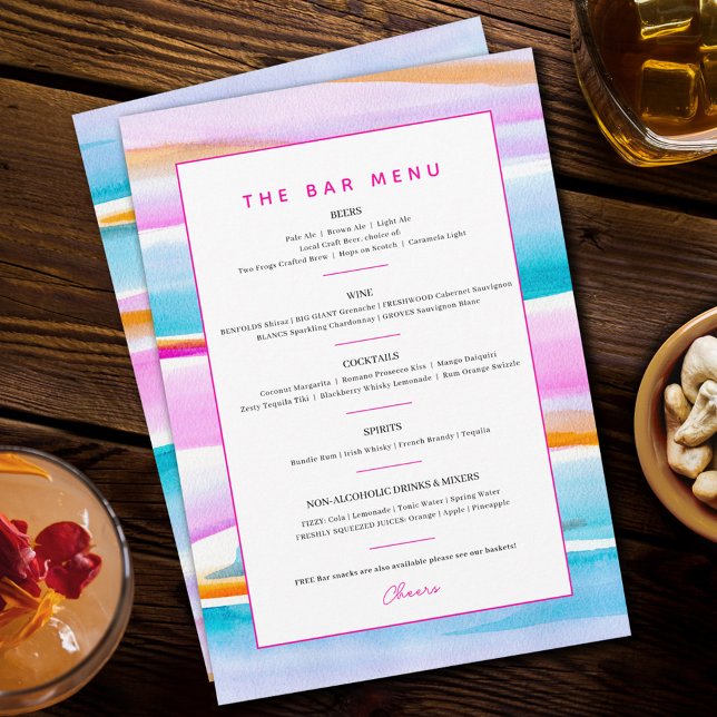 Abstract colourful tropical lines event custom bar menu (Creator Uploaded)