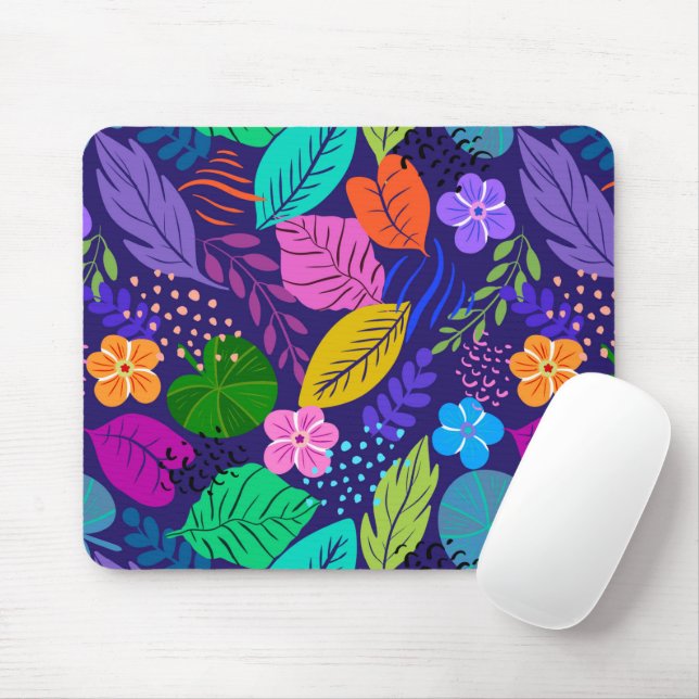Abstract colourful tropical pattern mouse pad (With Mouse)