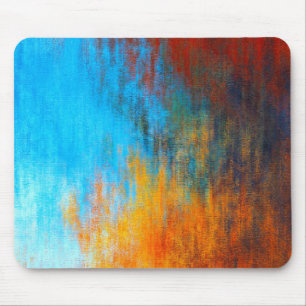 Abstract colourful turquoise blue, orange and red mouse pad