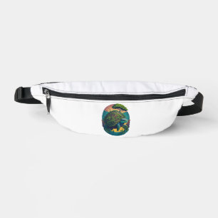Abstract Colourful Turtle with Planet Earth Bum Bags