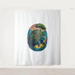 Abstract Colourful Turtle with Planet Earth Tapestry