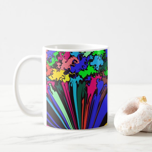 Abstract Colourful Twirl / Pinched / Coffee Mug (With Donut)