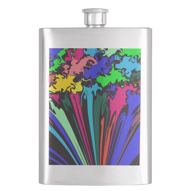 Abstract Colourful Twirl / Pinched / Hip Flask (Front)