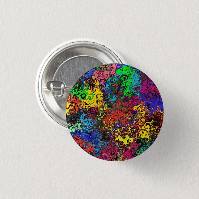 Abstract Colourful Twirlers / 3 Cm Round Badge (Front & Back)