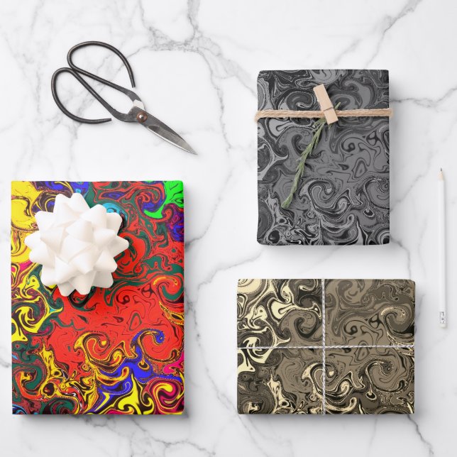 Abstract Colourful Twirlers / 3 Filters / Wrapping Paper Sheet (Front)