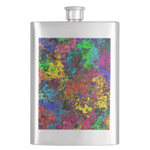 Abstract Colourful Twirlers / Hip Flask