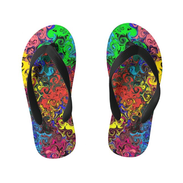 Abstract Colourful Twirlers / Kid's Jandals (Footbed)