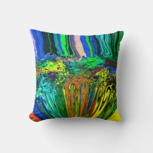 Abstract Colourful Twirlers Push & Pinch Greenleaf Cushion