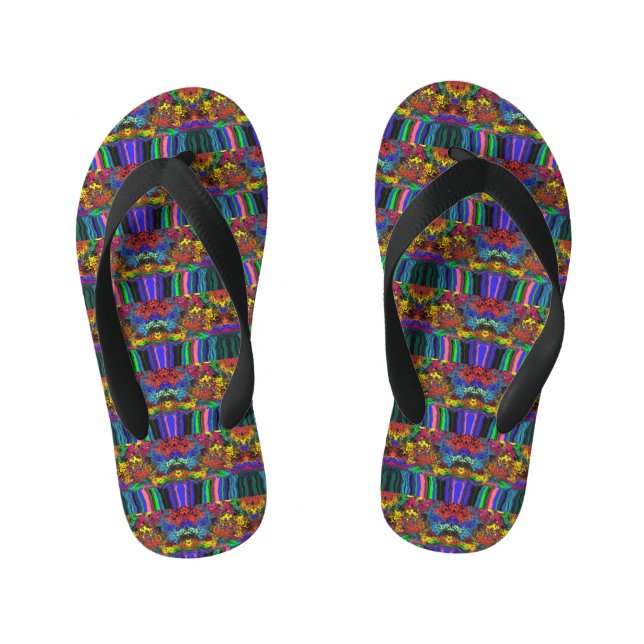Abstract Colourful Twirlers / Pushed / Half Drop / Kid's Jandals (Footbed)