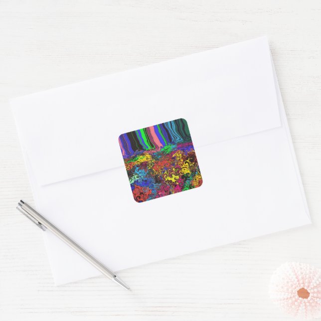Abstract Colourful Twirlers / Pushed / Square Sticker (Envelope)